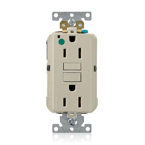 Main product image of 15A SmartlockPro GFCI Receptacle/Outlet, Extra Heavy-Duty Hospital Grade, Lev-Lok (Ivory), MGFN1-HGI