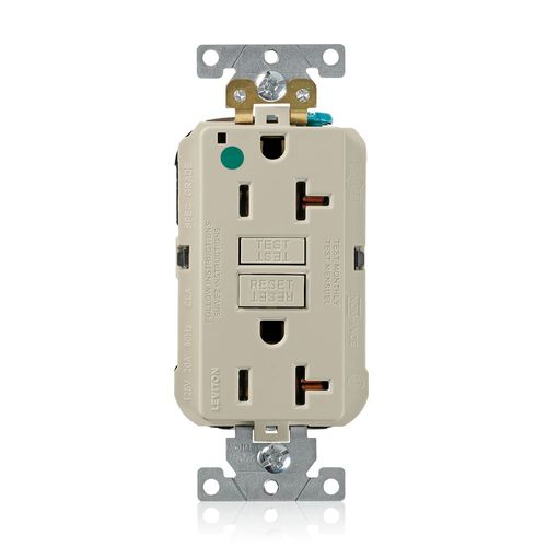 Main product image of 20A SmartlockPro GFCI Receptacle/Outlet, Extra Heavy-Duty Hospital Grade, Lev-Lok (Ivory), MGFN2-HGI