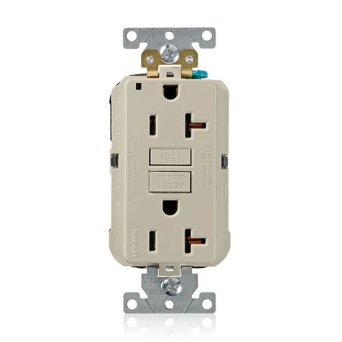 Main product image of 20A SmartlockPro GFCI Receptacle/Outlet, Industrial Grade, Lev-Lok (Ivory), MGFN2-I