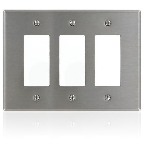 Main product image of 3-Gang Decora Wallplate, Oversized, Non-Metallic Stainless Steel, SO263