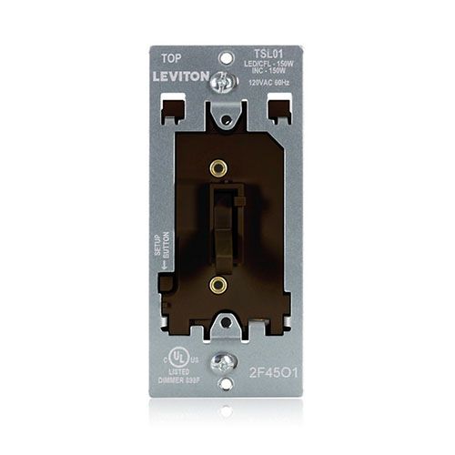 Main product image of Toggle Slide Dimmer Switch for Dimmable LED, CFL and Incandescent Lighting, 120 VAC, 60 Hz, Single Pole and 3-Way, Brown