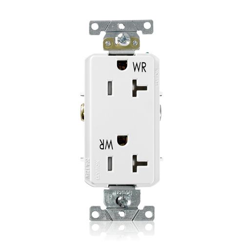 Main product image of Decora Plus 20A Weather and Tamper Resistant Duplex Receptacle, 125V, Back or Side Wire, NEMA 5-20R, 2-Pole, 3-Wire, Self-Grounding, (White), WTD20-W