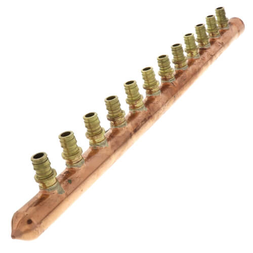 Main product image of 1" Copper Branch Manifold, 1/2" ProPEX Outlets, 12 Outlets (Lead Free Brass)
