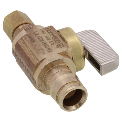 Main product image of 1/2" x 1/4" ProPEX Brass Ice Maker Box Valve, Straight (Lead Free Brass)