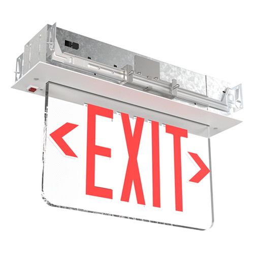 Main product image of EDGR Single Face Recessed Edge-Lit LED Exit Sign, 120/277V (Red Mirror), EDGR-1-RMR-EL-M4