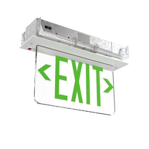 Main product image of EDGR Double Face Recessed Edge-Lit LED Exit Sign, 120/277V (Green Mirror), EDGR-2-GMR-EL-M4