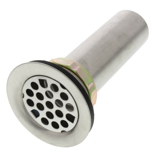 Main product image of Chrome Plated Brass Drain Fitting w/ 2" Perforated Grid Strainer, Stainless Steel Tailpiece, LK8