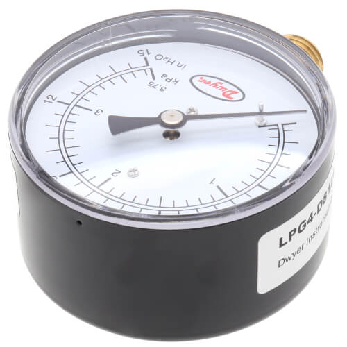 Main product image of LPG4 Low Pressure Gage, Bottom Mount 1.5% FS Accuracy (0 - 15" W.C.)