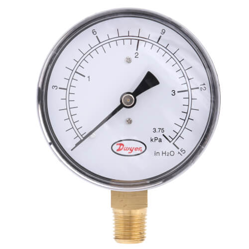 Main product image of LPG4 Low Pressure Gage, Bottom Mount 1.5% FS Accuracy (0 - 15" W.C.)