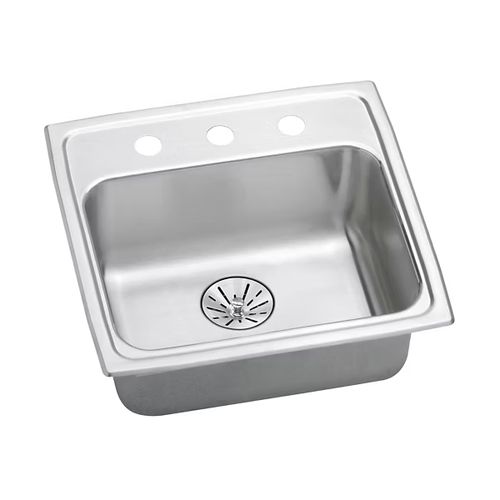 Main product image of Lustertone Classic Stainless Steel 19-1/2" x 19" x 6-1/2" Single Bowl Drop-in ADA Sink with Perfect Drain and Quick-clip