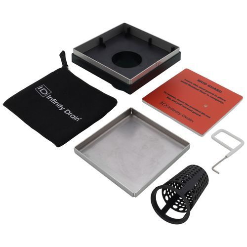 Main product image of 5 "x 5" LT5 Tile Drain Strainer, 2" Throat (Satin Stainless Steel)