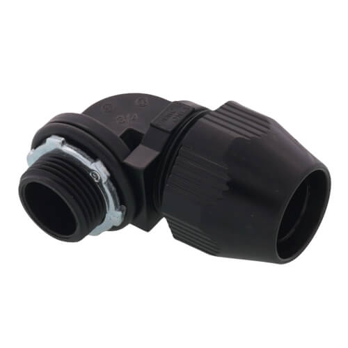 Main product image of 3/4" 90-Degree Non-Metallic Liquid Tight Bullet Connector