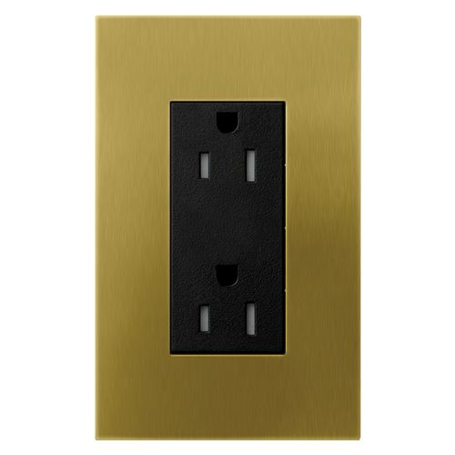 Main product image of Architectural 15A Tamper-Resist Duplex Receptacle,w/ Wall Plate, Matte Finish, LTR-15-TR-QB, Antique Brass