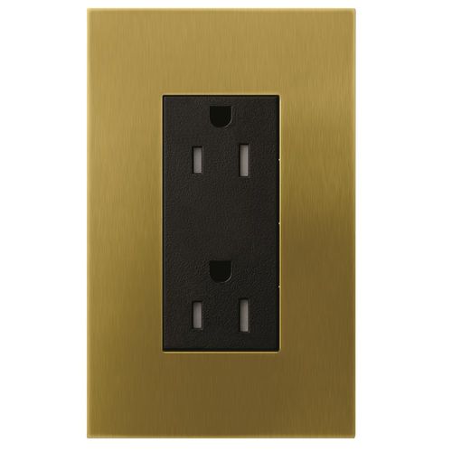 Main product image of Architectural 20A Tamper-Resist Duplex Receptacle,w/ Wall Plate, Matte Finish, LTR-20-TR-QB, Antique Brass