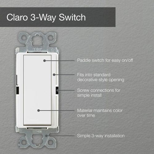 CA-3PS-BL - Lutron CA-3PS-BL - Claro 3-way Rocker Switch 15a (Black)