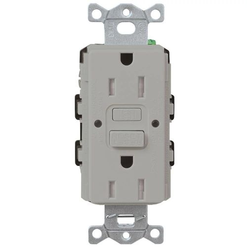 Main product image of Claro 15a GFCI Self Testing Receptacle (Gray)