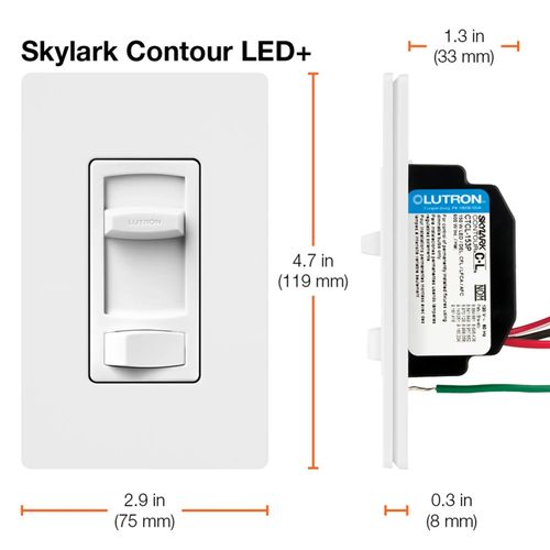 Main product image of Skylark Contour LED+ Dimmer, 1 Pole 3-way Dimmer Switch (Ivory)