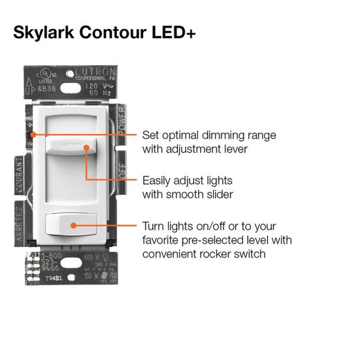 CTCL-153P-LA - Lutron CTCL-153P-LA - Skylark Contour LED+ Dimmer, 150W ...