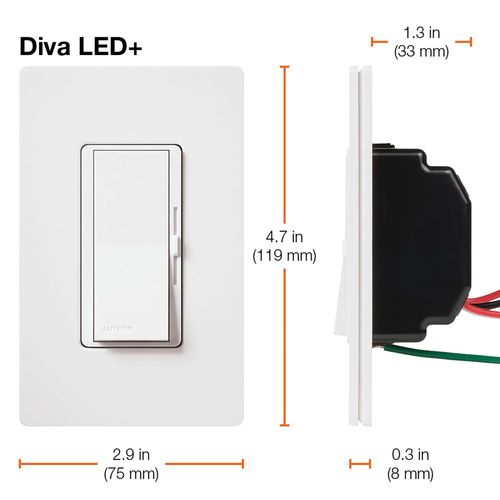 Main product image of Diva LED+ 3-Way Paddle & Dimmer Switch 150W (Brown)