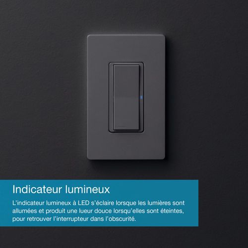Main product image of Caseta Claro 3-Way Smart Paddle Switch 120V, 5A (Black)