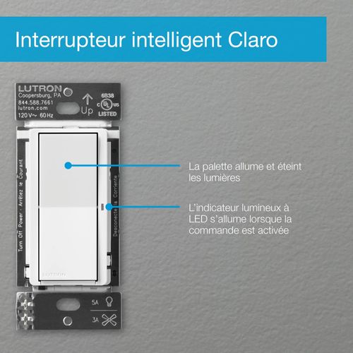 Main product image of Caseta Claro 3-Way Smart Paddle Switch 120V, 5A (Brown)