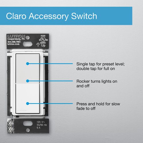 Main product image of Caseta Claro Smart Accessory Switch (Gray) (120V, 6A)