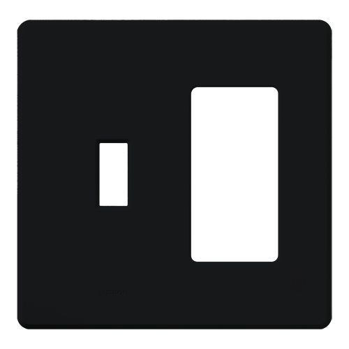 Main product image of Fassada 2-Gang  1 Traditional/1 Designer Wall Plate (Black)