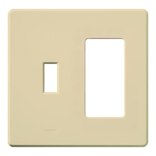 Main product image of Fassada 2-Gang  1 Traditional/1 Designer Wall Plate (Ivory)