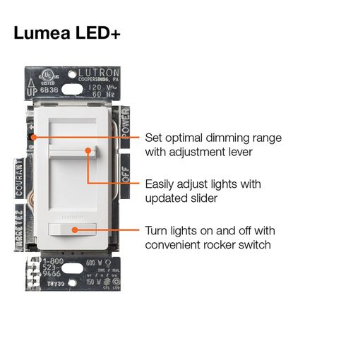 Main product image of Lumea 1 Pole 3-way LED Slide Dimmer Switch 150W LED/CFL (Ivory)