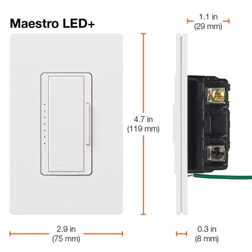 Main product image of Maestro LED+ Single-Pole 3-Way Multi-Location Dimmer Switch, 120V, 150W (Gray)