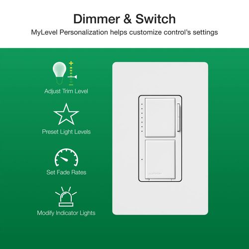 Main product image of Maestro Dual LED+ Control Dimmer & Switch, 120V, 75W, 2.5A (Black)