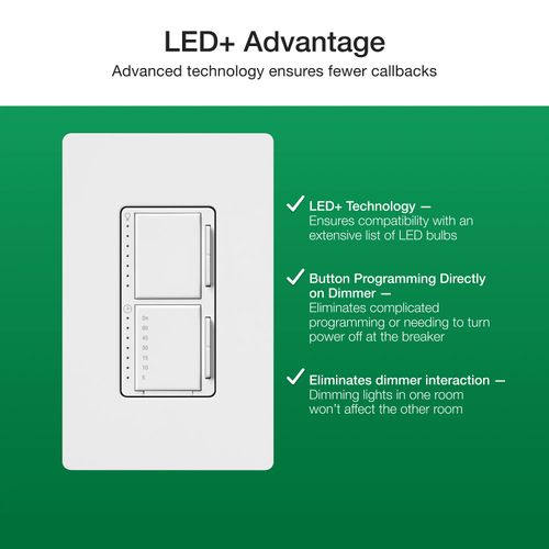 Main product image of Maestro Dual LED+ Control Dimmer & Timer 120V, 75W, 2.5A (Hot)