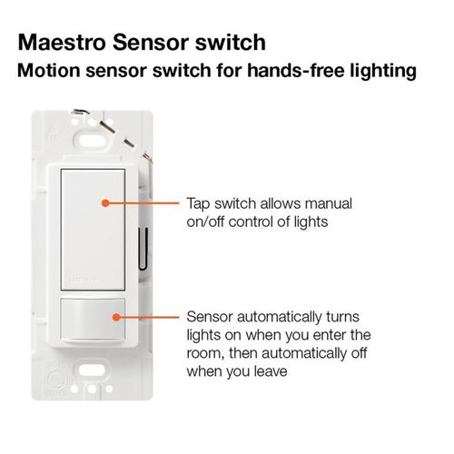 Main product image of Maestro 1 Pole Occupancy Sensor Switch, 120V, 5A 3-Way (Snow)
