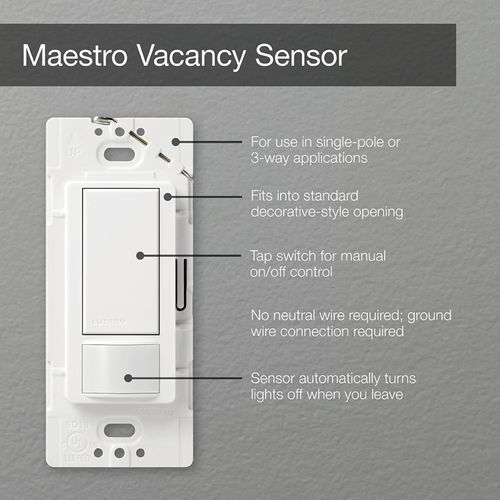 Main product image of Maestro 1 Pole Vacancy Sensor Switch, 120V, 2A (Biscuit)