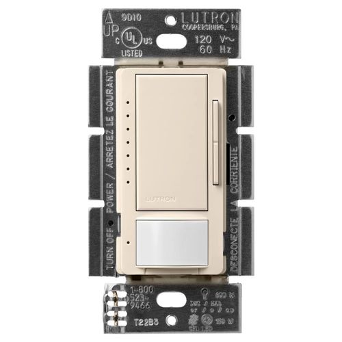 Main product image of Maestro LED+ Occupancy Sensor/Dimmer Switch, 150W LED 1 Pole, Multi-Location (Light Almond)