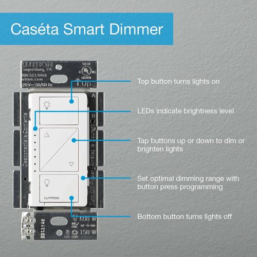 Main product image of Caseta Original 3-Way Smart Dimmer Switch (Black) (6A, 120V, 720W)