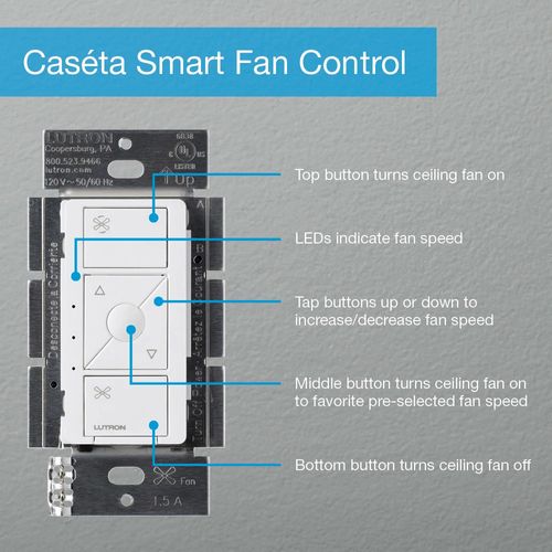 Main product image of Caseta Wireless Smart Quiet Fan Speed Control Switch (Black)