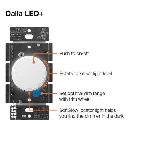 RCL-153PNL-BL - Lutron RCL-153PNL-BL - Dalia Led+ Rotary Dimmer (Black)