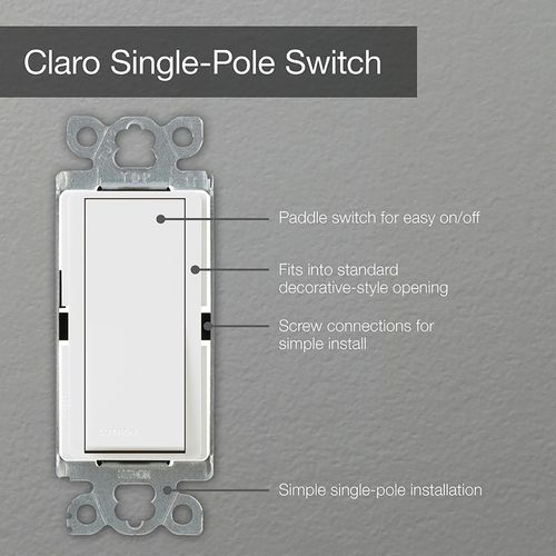 SC-1PS-BW - Lutron SC-1PS-BW - Claro On/Off Switch, 15 Amp/Single Pole ...