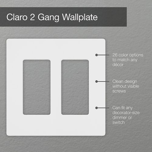 Main product image of Claro 2 Gang Wall Plate for Decorator/Rocker Switches, Satin (Brilliant White)