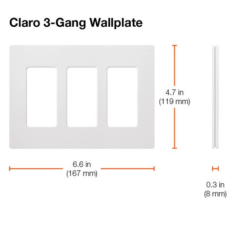 Main product image of Claro 3 Gang Wall Plate for Decorator/Rocker Switches, Satin (Pebble)