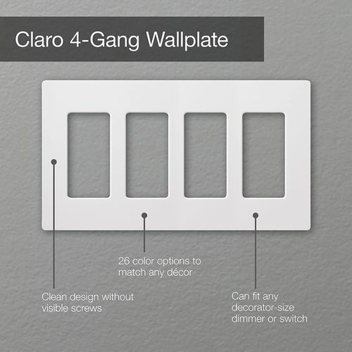 Main product image of Claro 4 Gang Wall Plate for Decorator/Rocker Switches, Satin  (Pumice)