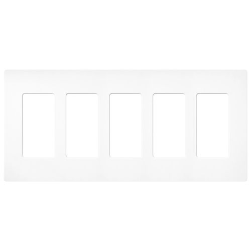 Main product image of Claro 5 Gang Wall Plate for Decorator/Rocker Switches, Satin (Brilliant White)