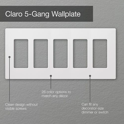 Main product image of Claro 5 Gang Wall Plate for Decorator/Rocker Switches, Satin (Signal Red)