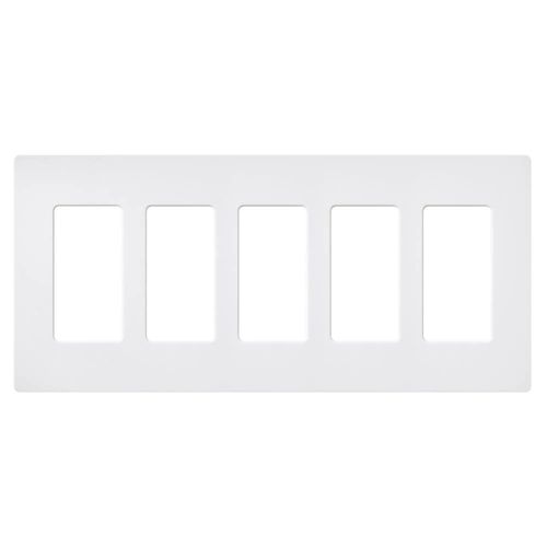 Main product image of Claro 5 Gang Wall Plate for Decorator/Rocker Switches, Satin (Snow)