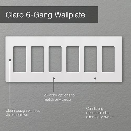 Main product image of Claro 6 Gang Wall Plate for Decorator/Rocker Switches, Satin (Deep Sea)