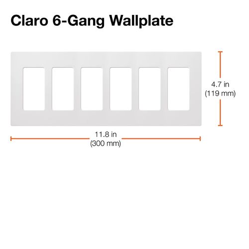 Main product image of Claro 6 Gang Wall Plate for Decorator/Rocker Switches, Satin (Pumice)