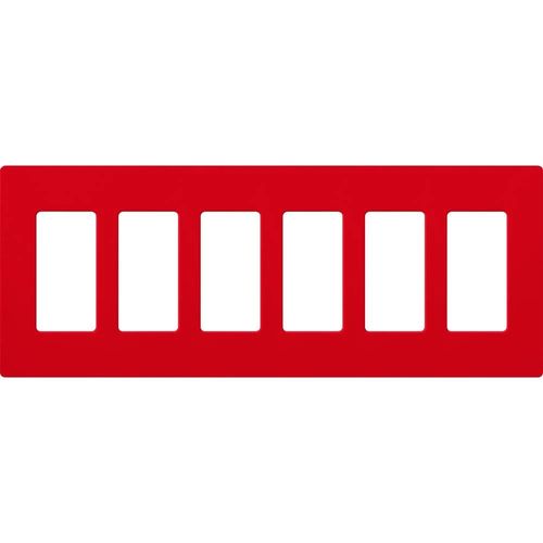Main product image of Claro 6 Gang Wall Plate for Decorator/Rocker Switches, Satin (Signal Red)