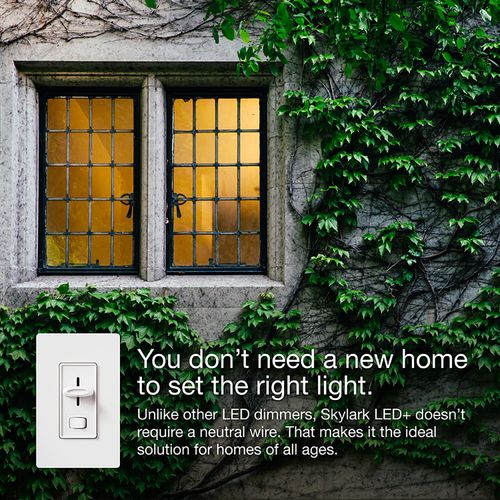 Main product image of Skylark LED+ Dimmer Switch for Dimmable LED and Incandescent Bulbs, 150W LED, 1 Pole or 3-Way (Almond)