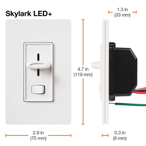 Main product image of Skylark LED+ Dimmer Switch for Dimmable LED and Incandescent Bulbs, 150W LED, 1 Pole or 3-Way (Black)